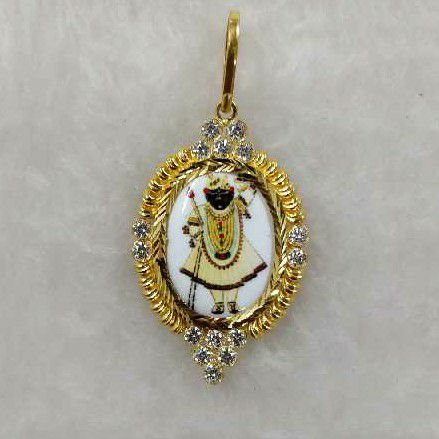 22KT Gold Shrinathji Photo Pendant