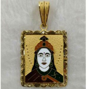 22KT Gold Chehar Maa Meenakari Pendant