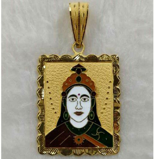 22KT Gold Chehar Maa Meenakari Pendant