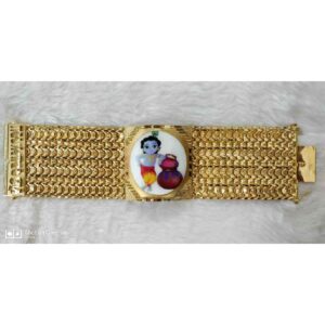 22KT Gold Religious Krishna Photo Bracelet