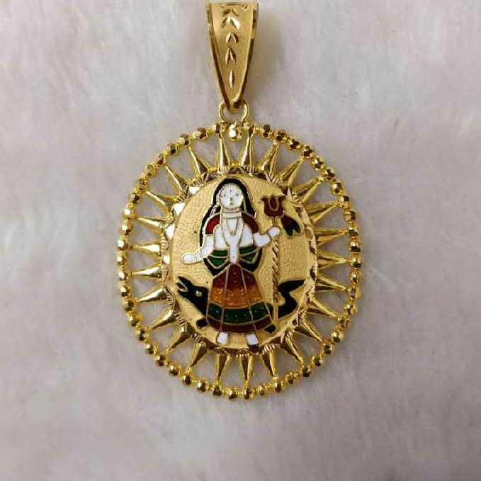 916 Gold Khodoliyar Maa Designer Minakari Pendant