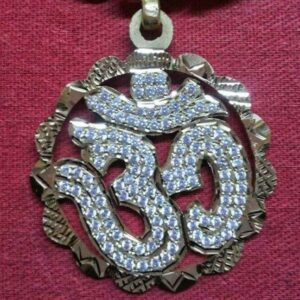 22KT Gold Casting CZ Om Design Pendant