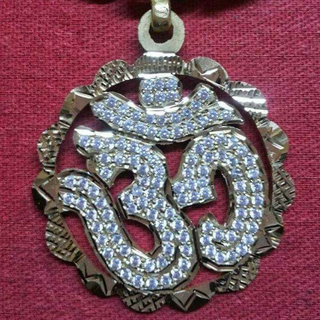 22KT Gold Casting CZ Om Design Pendant