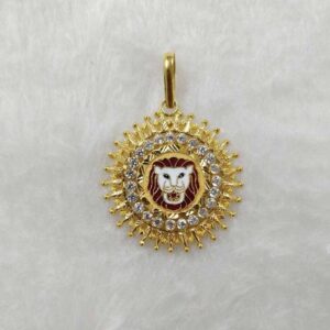 916 Gold Tiger Design Round Pendant