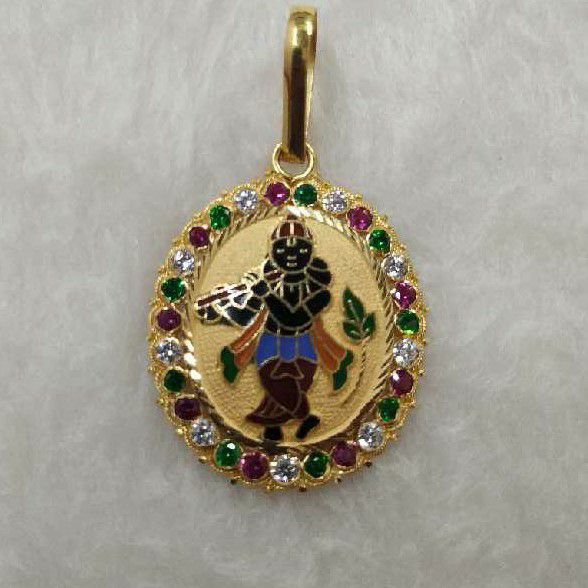 916 Gold Krishna Meenakari Pendant