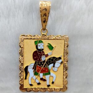 916 Gold Ramdev Pir Minakari Pendant