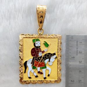 916 Gold Ramdev Pir Minakari Pendant