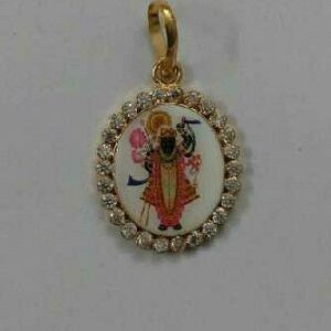 916 Gold Shrinathji Photo Diamond Pendant