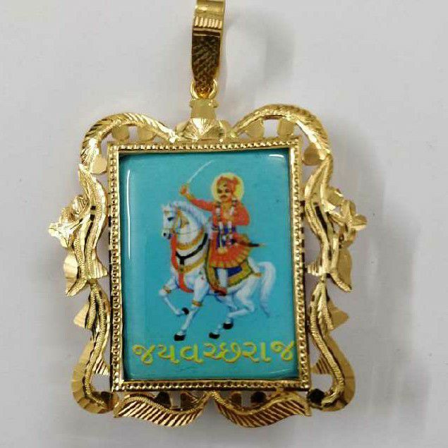 916 Gold Religious Vachchharaj Dada Photo Pendant