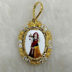 916 Gold Antique Bhatiyani Maa Photo Pendant