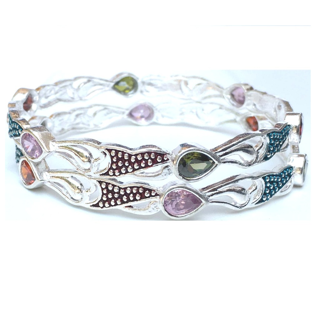 925 Silver Ladies Indian Pave Bangles