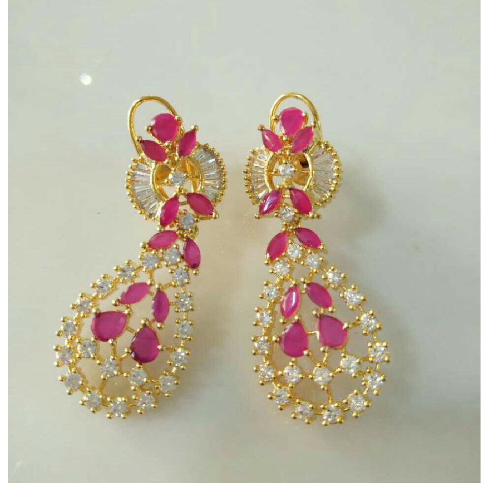 Ladies Pink Designer Diamond Modern Earrings