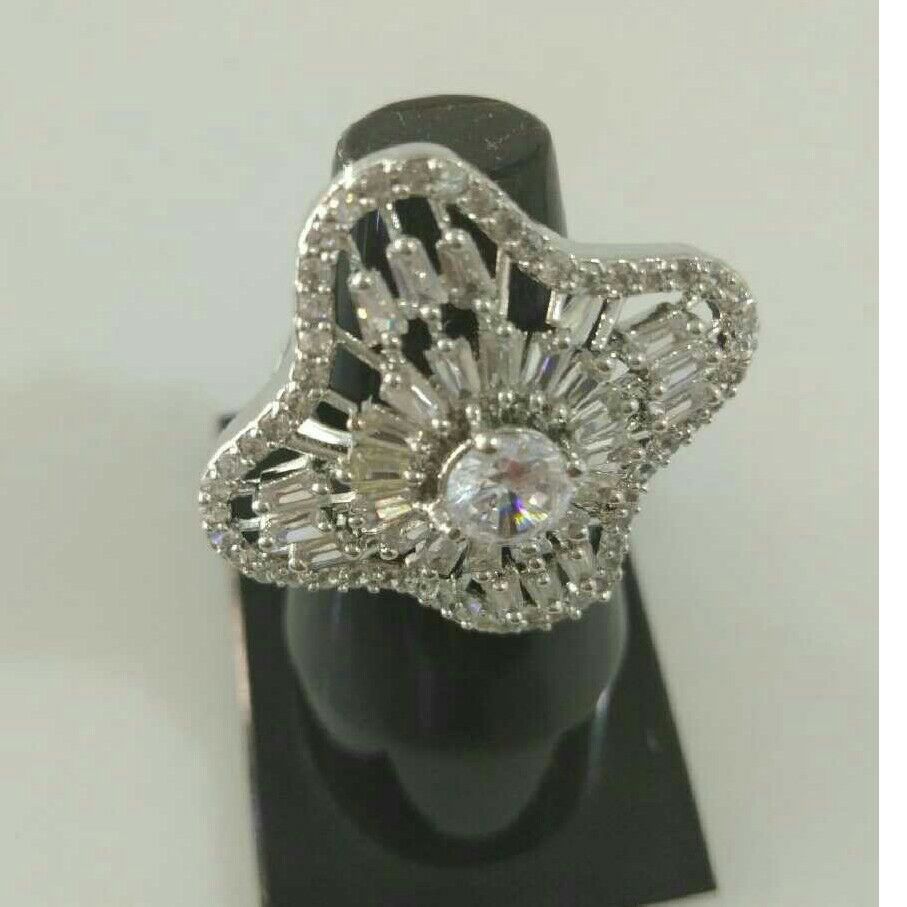 Silver Ladies Modern Diamond Ring