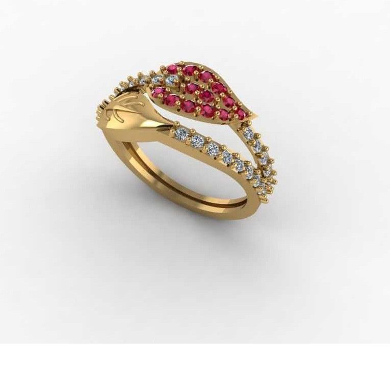 18K / 750 Gold Diamond Leaf Design Ring