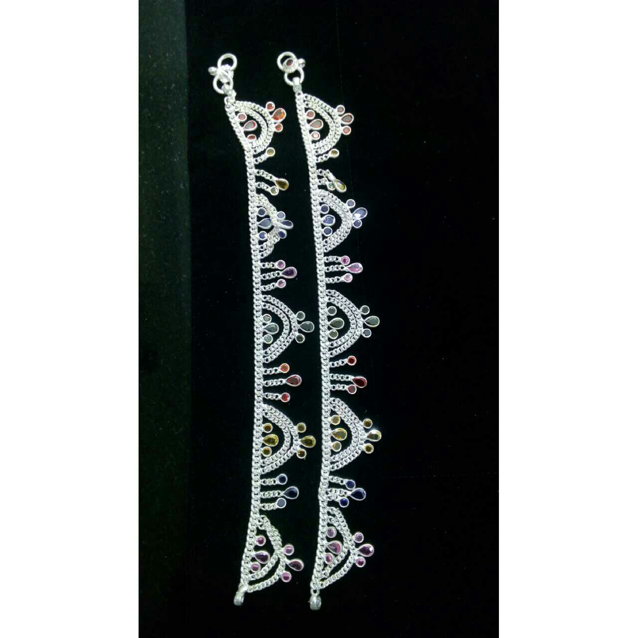 18K / 750 Silver Ladies Designer Jodhpuri Milan Anklet