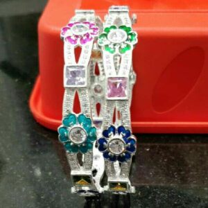 925 Silver CZ Designer Flower Bangle (60T)