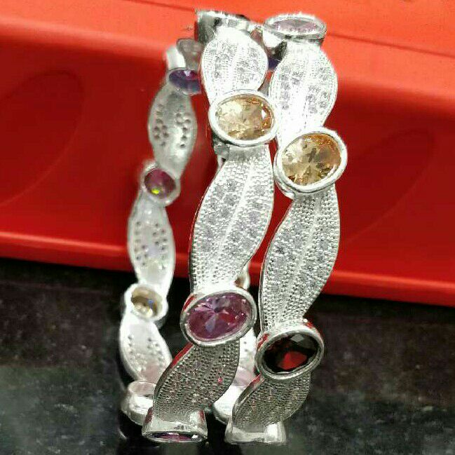 925 Silver Indian CZ Shiny Stunning Bangle (60T)