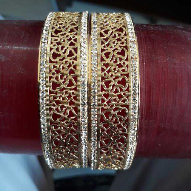 Gold Brass Ladies Pave Designer Bangles