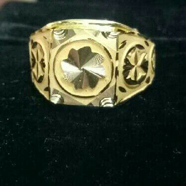 22K / 916 Gold Indian Flower Traditional Plain Gents Rings