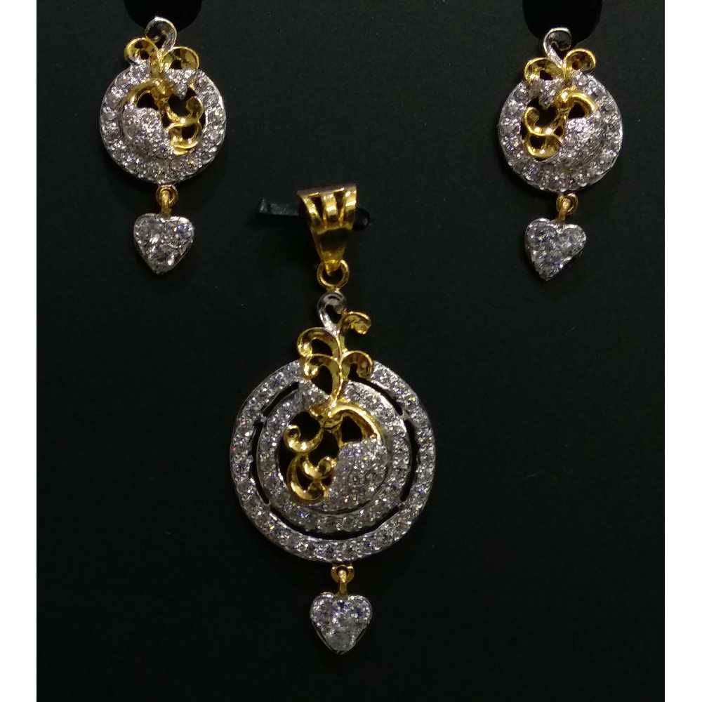 916 Gold Ladies Casting CZ Pendant Set