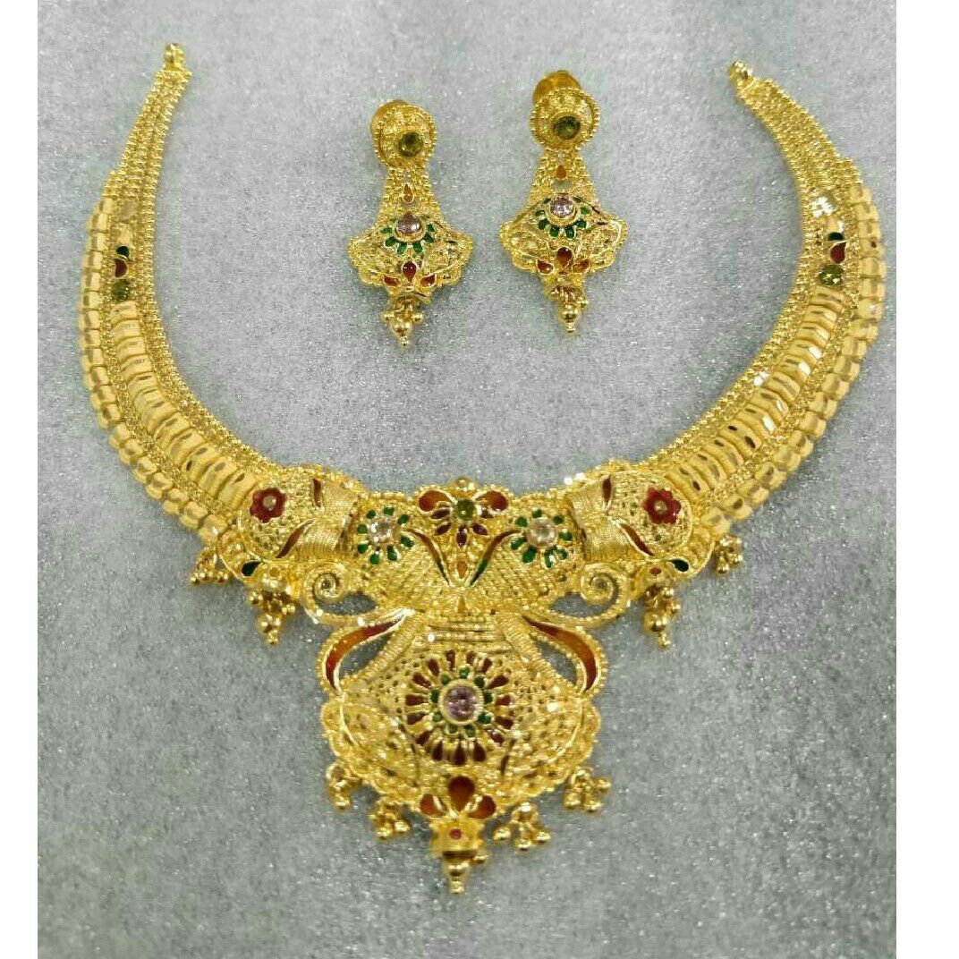 22K / 916 Gold Charming Indian Necklace Set Yellow