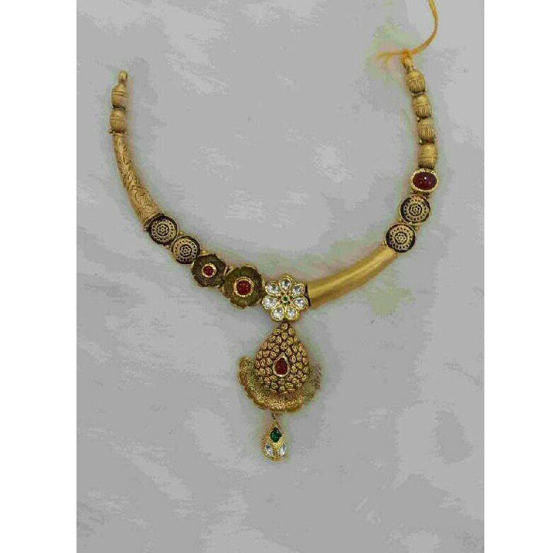 22K / 916 Gold Ladies Indian Flower Short Necklace Set