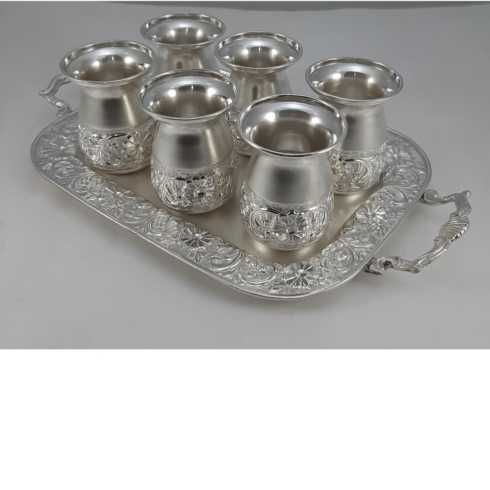 Pure Silver Glass Set Tray