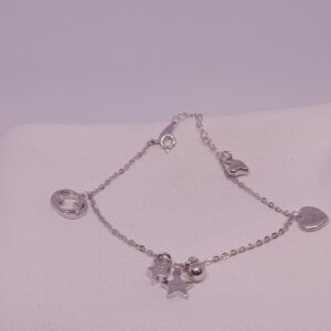 Heart silver fancy ladies anklets