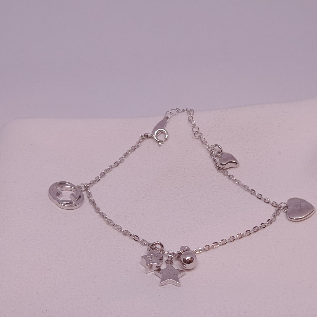 Heart silver fancy ladies anklets