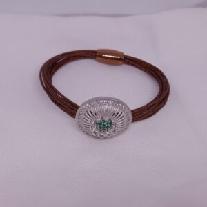 brown color flower Silver ladies bracelet