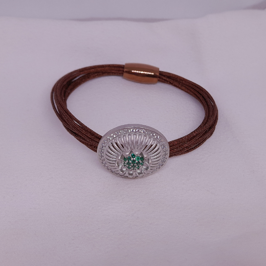 brown color flower Silver ladies bracelet