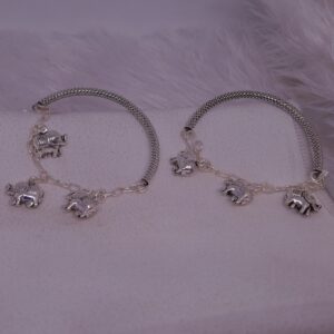 Silver Elephant oxidised baby kada
