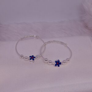 silver blue color flower baby kada