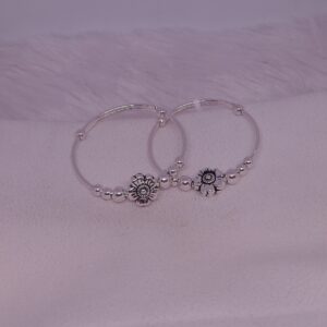 silver fancy oxidised baby kada