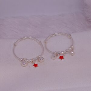silver red star baby kada