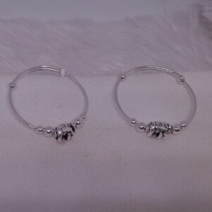 silver oxidised elephant baby kada