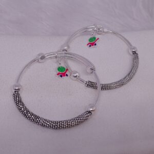 silver oxidised mina baby kada