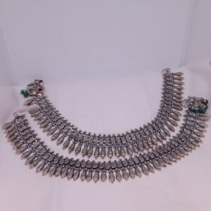 Silver Antique oxidised payal