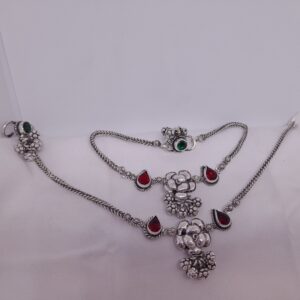 Silver Oxidised Rose Payal