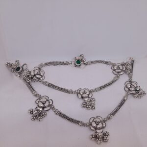 Silver Antique oxidised rose payal