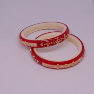 red and white plastic bangles