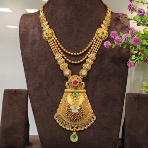 916 plain gold Long necklace set