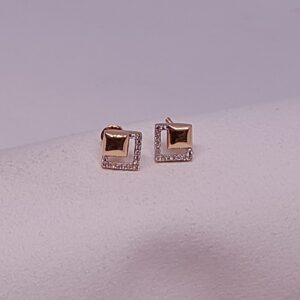 18k Gold cz tops Square Earrings
