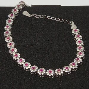 Silver with pink stone bracelet