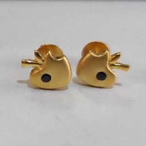 22KT Gold Hallmark Apple Cut Design Small Earring