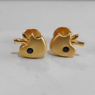 22KT Gold Hallmark Apple Cut Design Small Earring