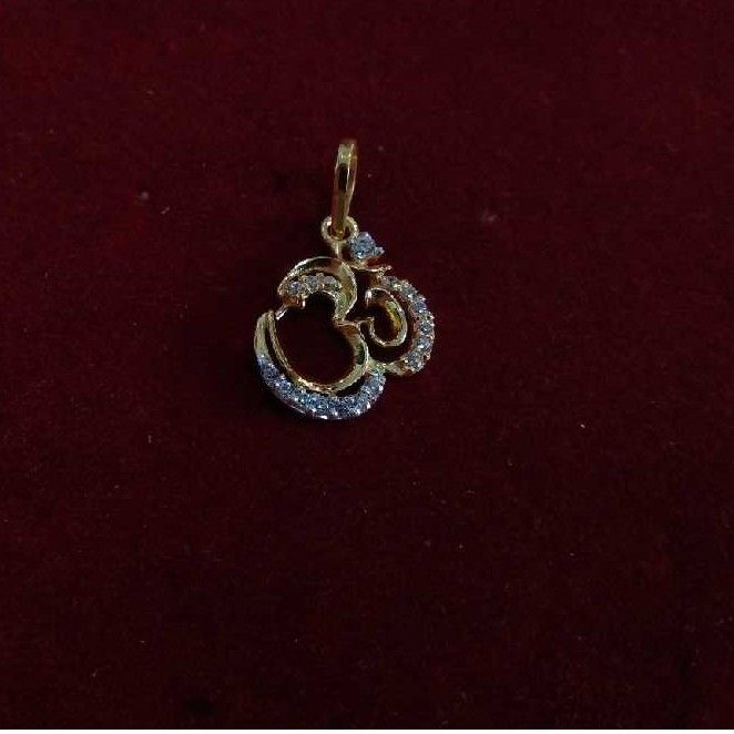 916 Gold Casting Om CZ Stone Pendant