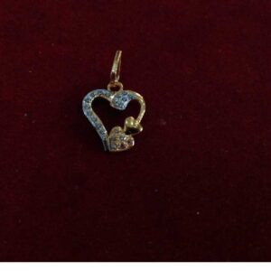 916 Gold Natural CZ Stone Heart Shaped Pendant