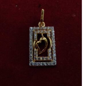 916 Gold Designer CZ Stone Heart Pendant