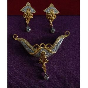 916 Gold Fancy CZ Stone Ladies Pendant Set